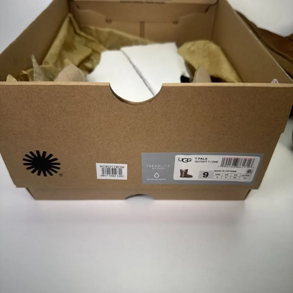 Ugg Boots Girls 9 Pala Toddler Chestnut Brown Lace-up Bow Pull On 1017737T w Box